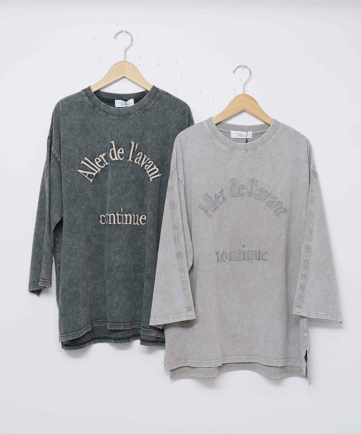 KAKELA&TRANQUIL｜刺繍ロゴクルー7分袖 [[12505-253-10]][D]