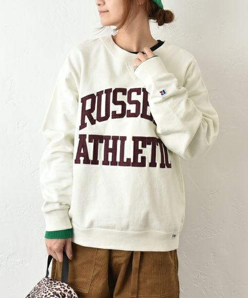 RUSSELL ATHLETIC｜Brushed Fleece Sweat ‘Arch Logo’ Felt Patched Shirt/ロゴクルースウェット [[RC-25715]][C]