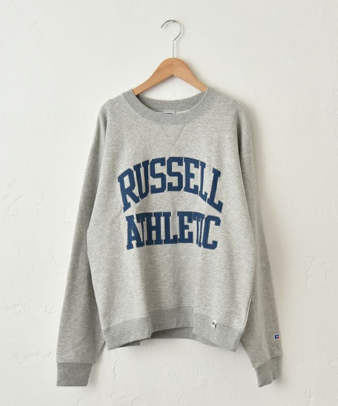  RUSSELL ATHLETIC｜Brushed Fleece Sweat ‘Arch Logo’ Felt Patched Shirt/ロゴクルースウェット [[RC-25715]][C]