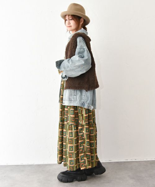 HUMS｜フェイクファーシャギーニットベスト [[RNK-2591]][C]