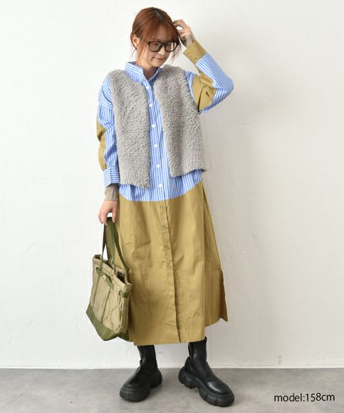 HUMS｜フェイクファーシャギーニットベスト [[RNK-2591]][C]