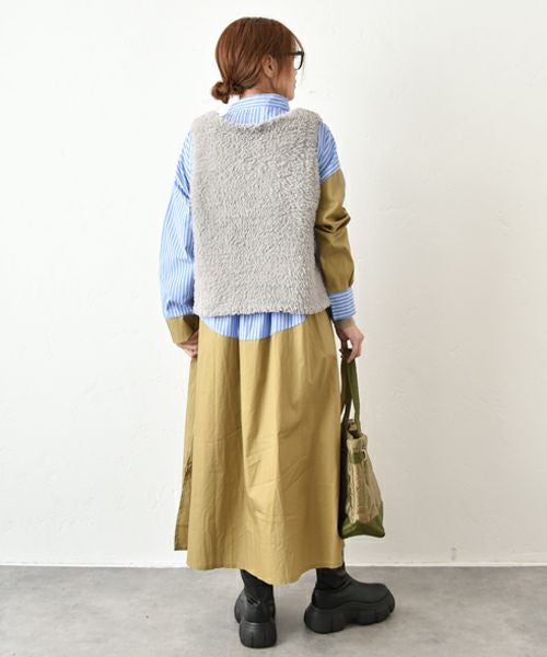 HUMS｜フェイクファーシャギーニットベスト [[RNK-2591]][C]