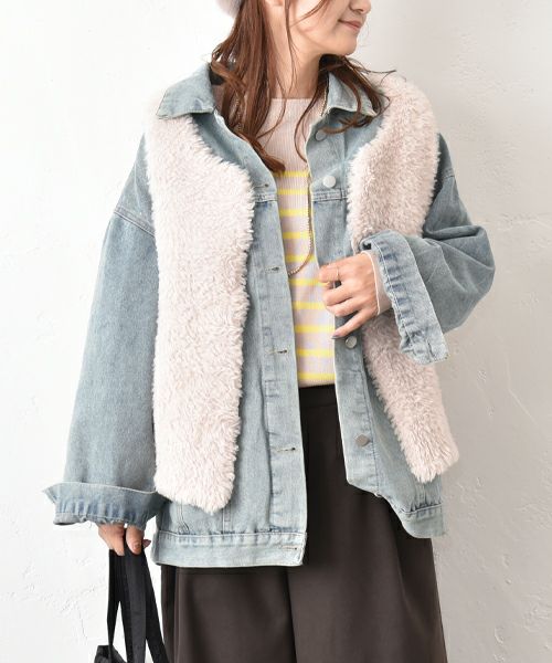 HUMS｜フェイクファーシャギーニットベスト [[RNK-2591]][C]