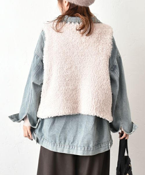 HUMS｜フェイクファーシャギーニットベスト [[RNK-2591]][C]