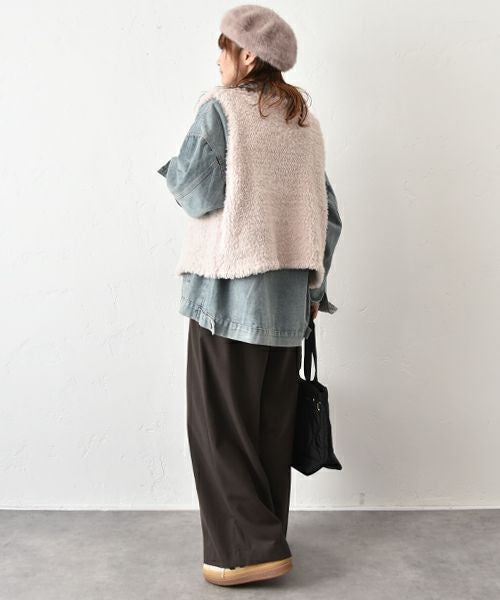 HUMS｜フェイクファーシャギーニットベスト [[RNK-2591]][C]