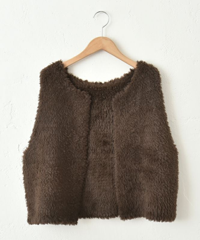 HUMS｜フェイクファーシャギーニットベスト [[RNK-2591]][C]