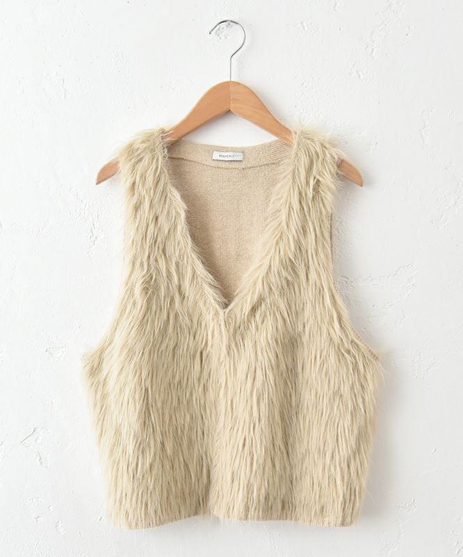  HEAVENLY｜Knit Shaggy Yarn Vest [[2549194]][C]