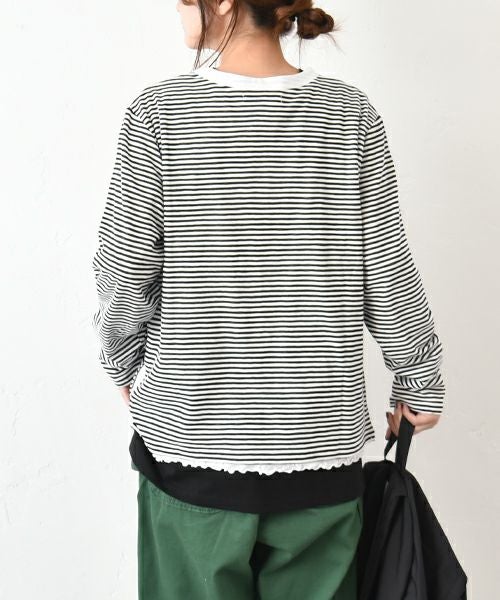 Gives a sense of fullment｜ボーダーレイヤードTee [[853309]][C]