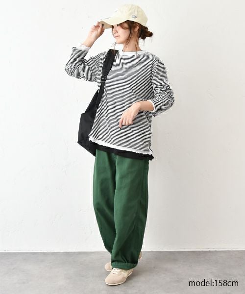 Gives a sense of fullment｜ボーダーレイヤードTee [[853309]][C]