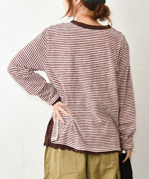 Gives a sense of fullment｜ボーダーレイヤードTee [[853309]][C]