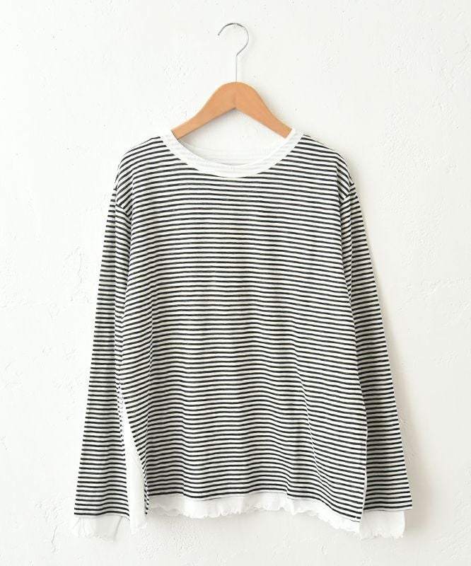 Gives a sense of fullment｜ボーダーレイヤードTee [[853309]][C]