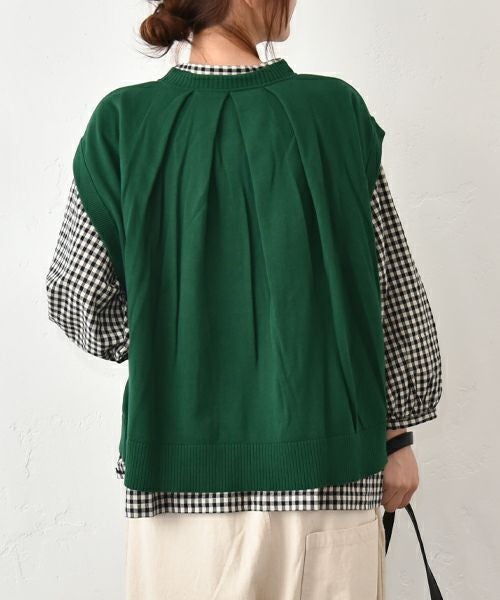 hagumu｜バックタックコットンニットベスト [[ha-BE-31]][C]