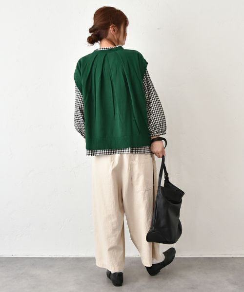 hagumu｜バックタックコットンニットベスト [[ha-BE-31]][C]