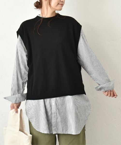 hagumu｜バックタックコットンニットベスト [[ha-BE-31]][C]