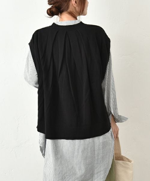 hagumu｜バックタックコットンニットベスト [[ha-BE-31]][C]