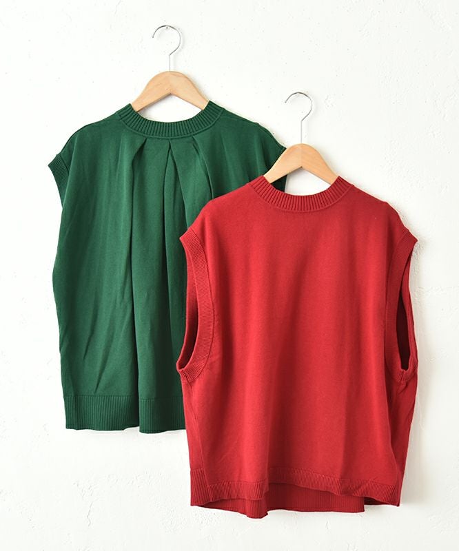 hagumu｜バックタックコットンニットベスト [[ha-BE-31]][C]