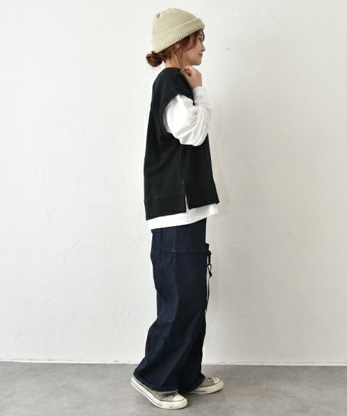 her.｜ミニ裏毛スリット入ベスト [[325073]][C]