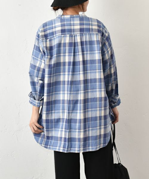 her.｜バンドカラーチェックシャツ [[CE3SH230802E]][C]