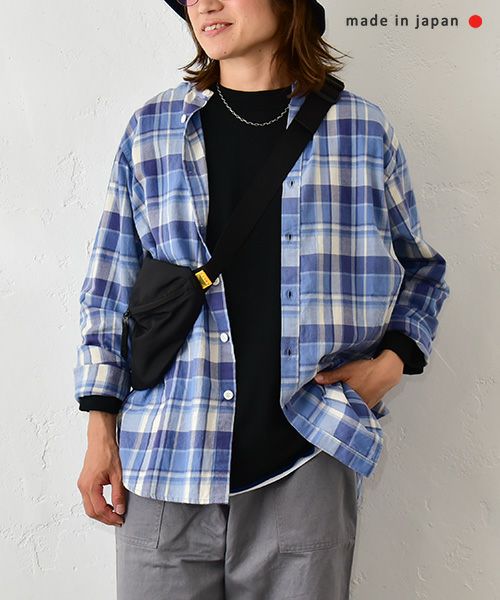 her.｜バンドカラーチェックシャツ [[CE3SH230802E]][C]