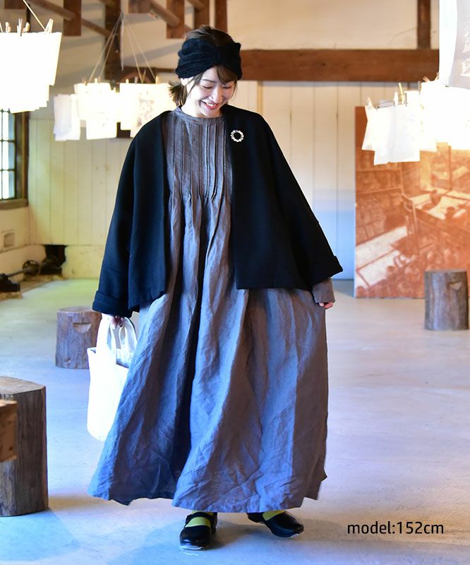  08Mab｜14番手リネンピンタックワンピース [[CF-825HF1224]][C]