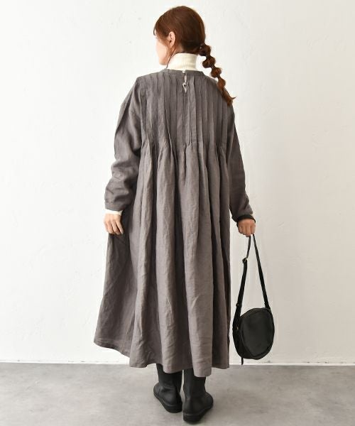  08Mab｜14番手リネンピンタックワンピース [[CF-825HF1224]][C]