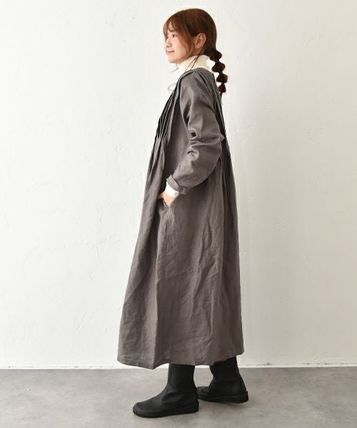  08Mab｜14番手リネンピンタックワンピース [[CF-825HF1224]][C]