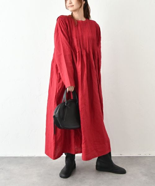  08Mab｜14番手リネンピンタックワンピース [[CF-825HF1224]][C]