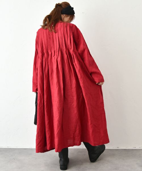  08Mab｜14番手リネンピンタックワンピース [[CF-825HF1224]][C]