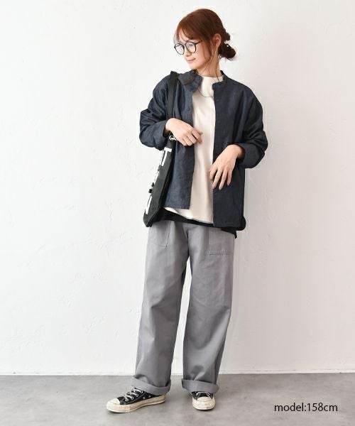 her.｜コットンナイロンデニムノーカラージャケット [[CE3JK250806]][C]