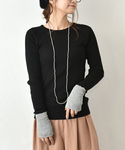 HUMS｜袖口切替テレコクルーインナー [[08093]][C]