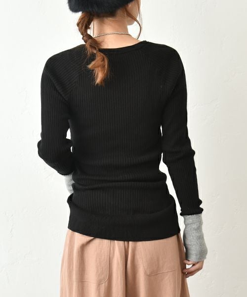 HUMS｜袖口切替テレコクルーインナー [[08093]][C]