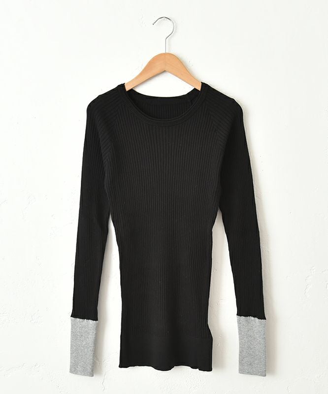 HUMS｜袖口切替テレコクルーインナー [[08093]][C]