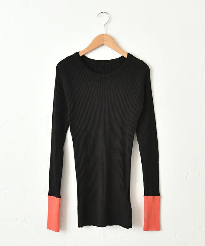 HUMS｜袖口切替テレコクルーインナー [[08093]][C]