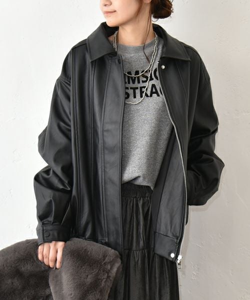 HUMS｜レザー風ブルゾン [[410352]][C]