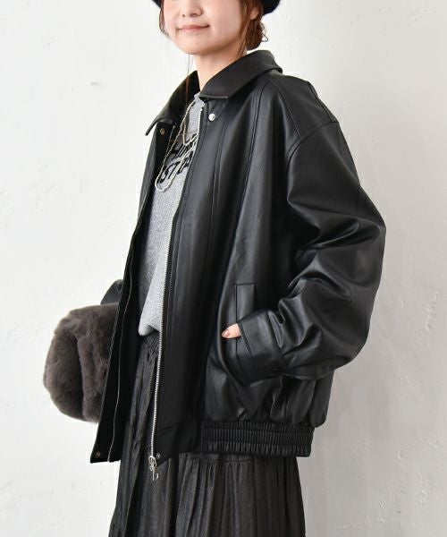 HUMS｜レザー風ブルゾン [[410352]][C]
