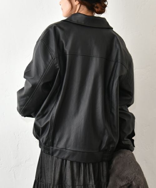 HUMS｜レザー風ブルゾン [[410352]][C]