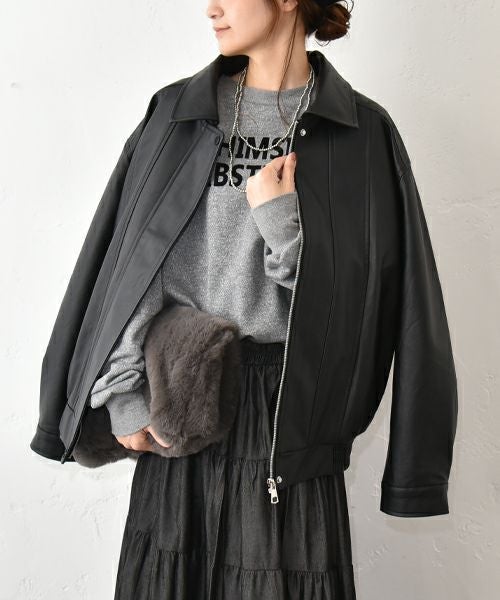 HUMS｜レザー風ブルゾン [[410352]][C]