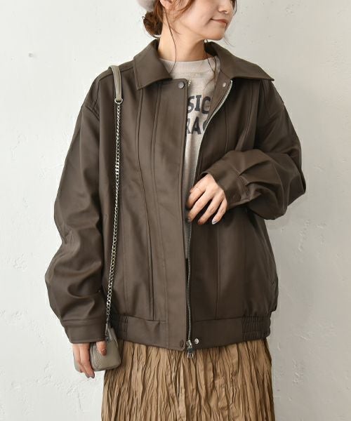 HUMS｜レザー風ブルゾン [[410352]][C]