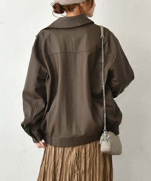 HUMS｜レザー風ブルゾン [[410352]][C]