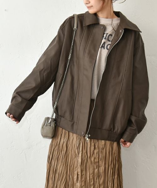 HUMS｜レザー風ブルゾン [[410352]][C]