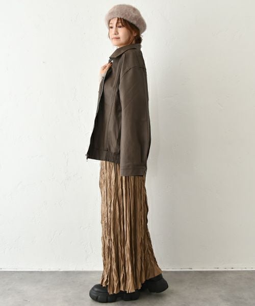 HUMS｜レザー風ブルゾン [[410352]][C]