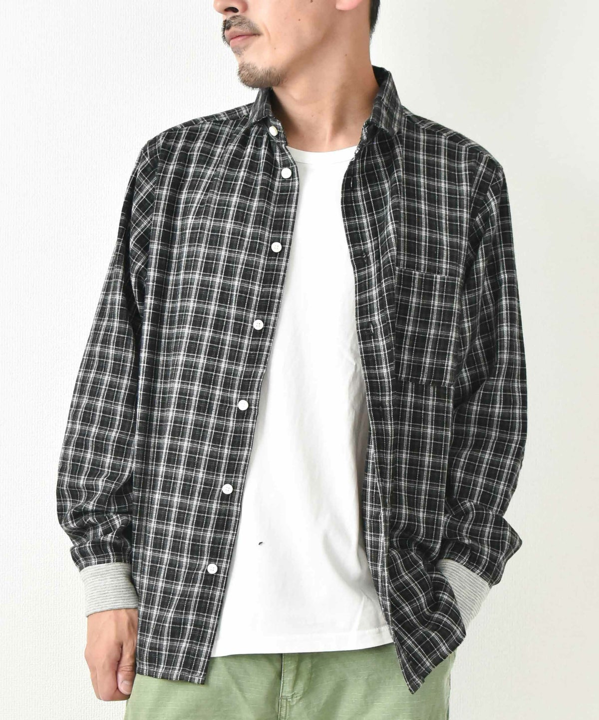 ジムマスター｜2WAY ショールカラー　チェックネルシャツ [[G433755]][D]