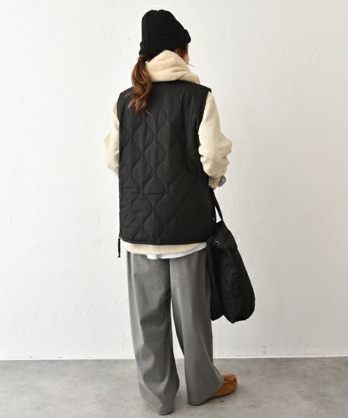 TAION｜ミリタリーWジップ Vネック ダウンベスト [[TAION-001ZML-1]][C]