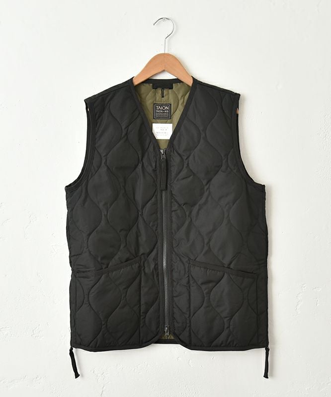  TAION｜ミリタリーWジップ Vネック ダウンベスト [[TAION-001ZML-1]][C]