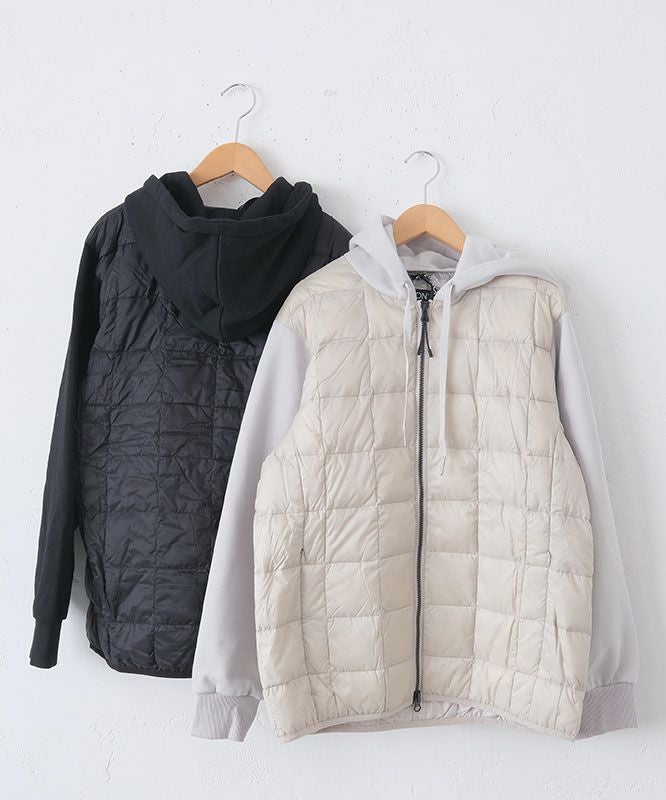 TAION｜Wジップフロントダウンフーディ＋スウェットスリーブ [[TAION-106WZSW]][C]