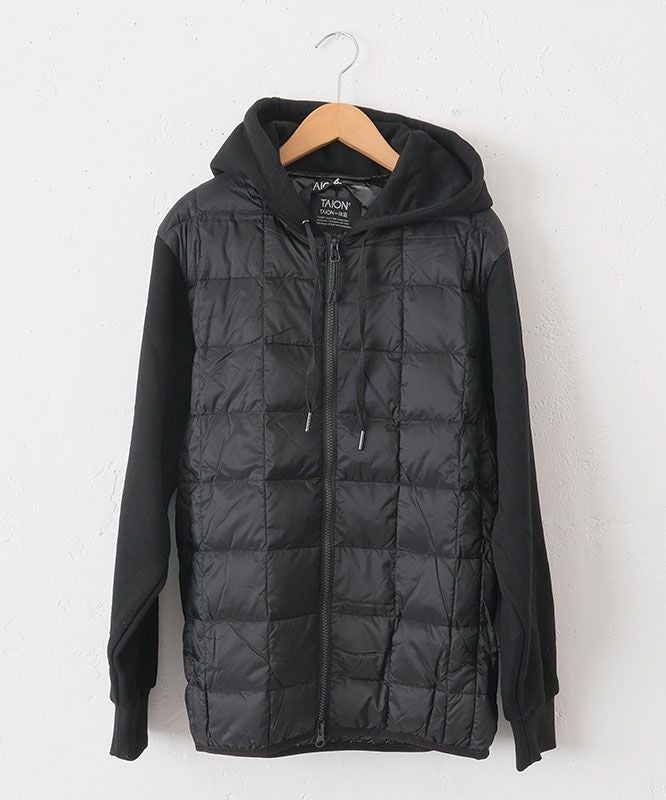 TAION｜Wジップフロントダウンフーディ＋スウェットスリーブ [[TAION-106WZSW]][C]