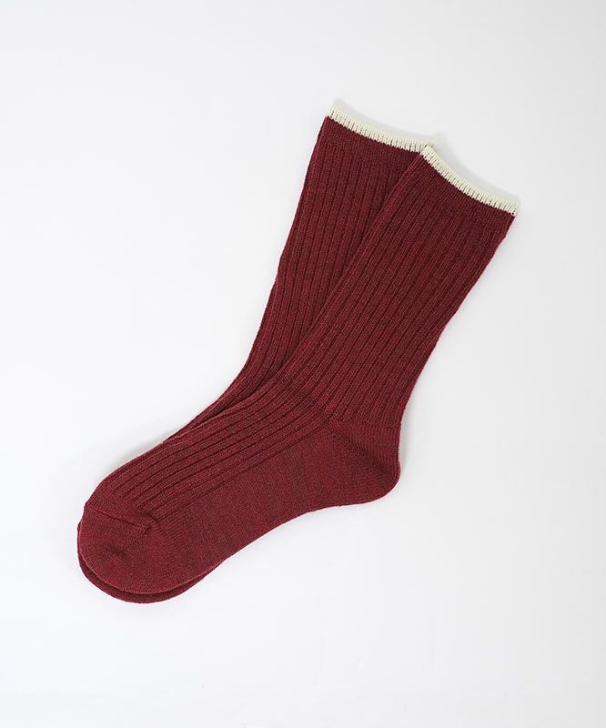 アラジン｜ウール混トップカラー ローゲージリブ クルーソックス [[t41038]][C]