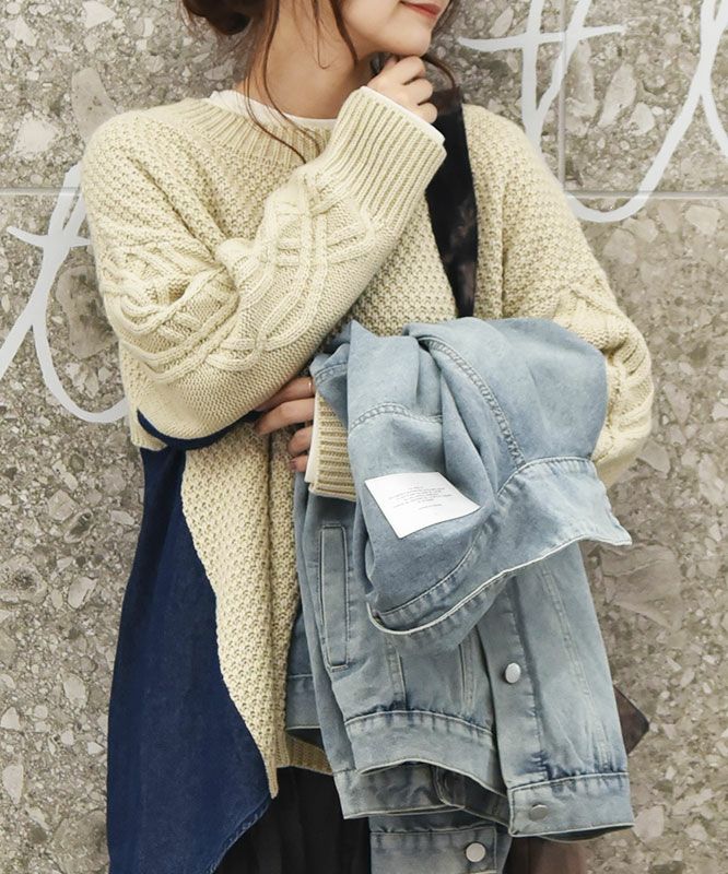 HUMS｜デニムコンビAラインニット [[RNK-25103]][C]