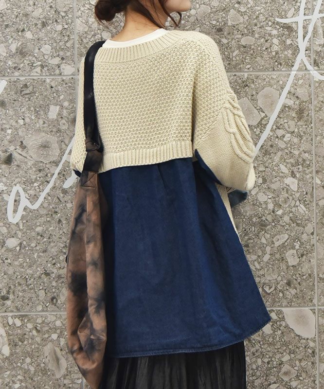 HUMS｜デニムコンビAラインニット [[RNK-25103]][C]