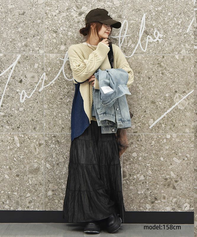 HUMS｜デニムコンビAラインニット [[RNK-25103]][C]